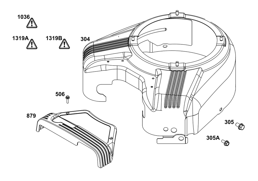 Blower Housing Group Diagram and Parts List for 385777-0010-B5  Briggs and Stratton Engine